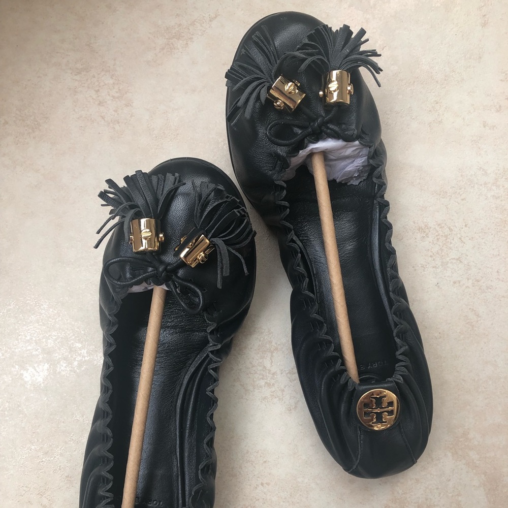 Tory Burch Navy Tassel Flats